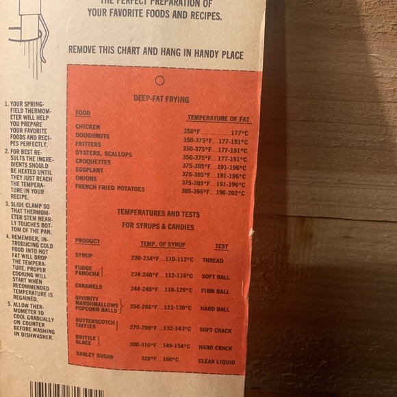 Vintage Springfield Deep Fry And Candy Thermometer #713 Original Price Sticker - Picture 5 of 6